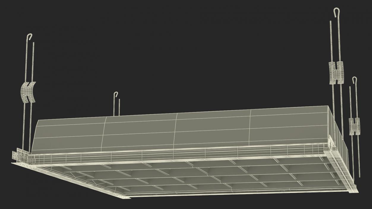 3D model LED Grid Ceiling Light ON