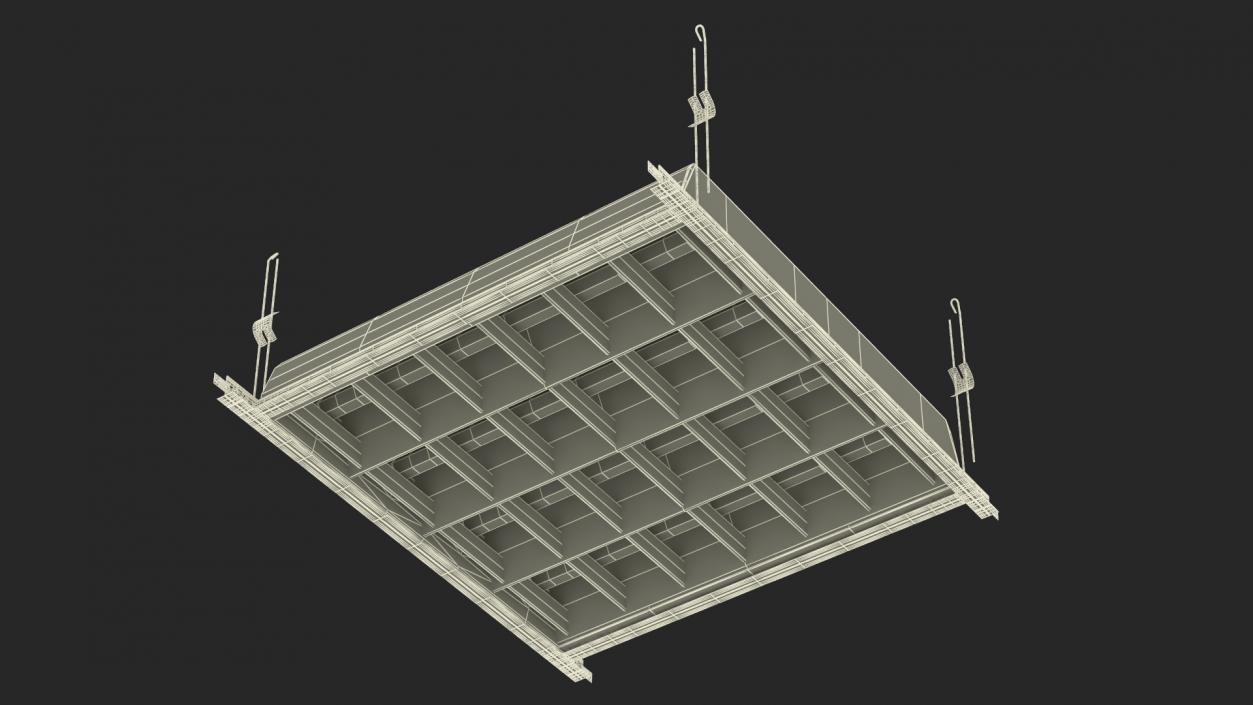 3D model LED Grid Ceiling Light ON