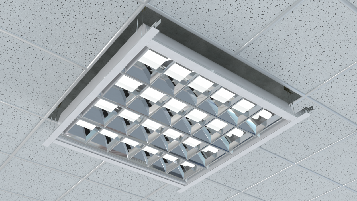 3D model LED Grid Ceiling Light ON