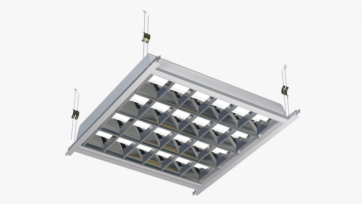 3D model LED Grid Ceiling Light ON