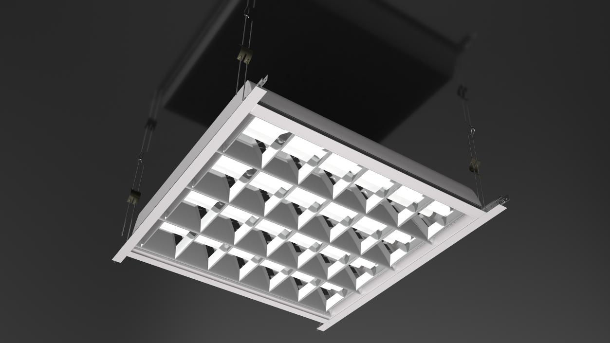 3D model LED Grid Ceiling Light ON