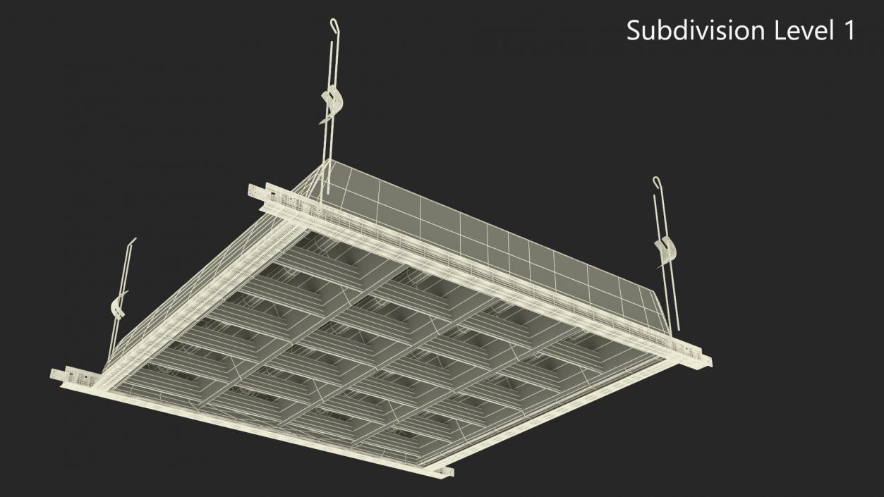 3D model LED Grid Ceiling Light ON