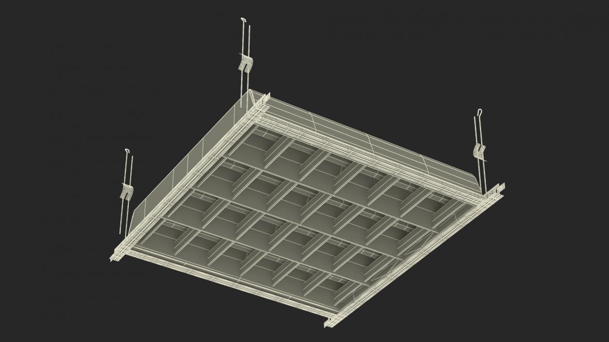 3D model LED Grid Ceiling Light ON