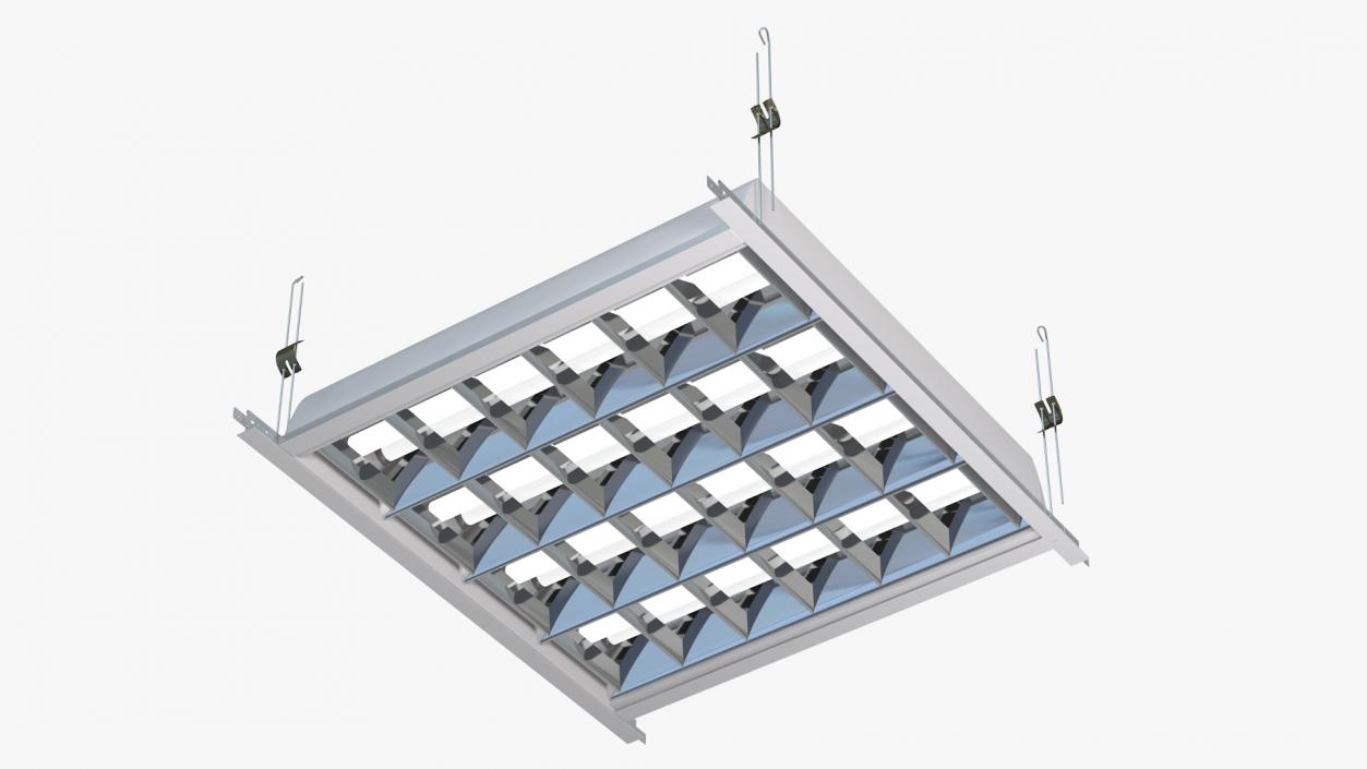 3D model LED Grid Ceiling Light ON