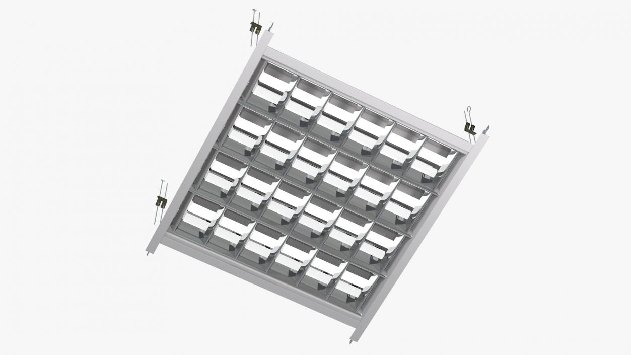 3D model LED Grid Ceiling Light ON