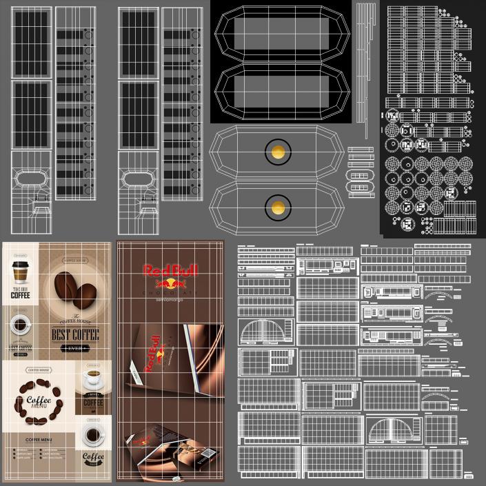 3D Drinks Vending Machine with Lightboxes model