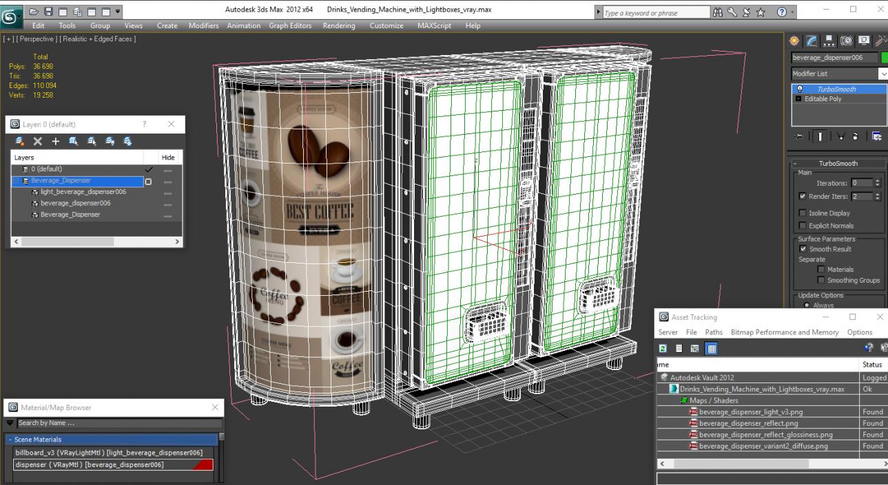 3D Drinks Vending Machine with Lightboxes model