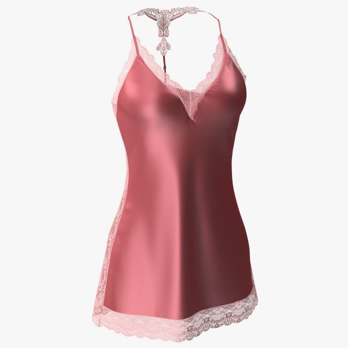 Women Silk Nightgown Rose Red 3D model