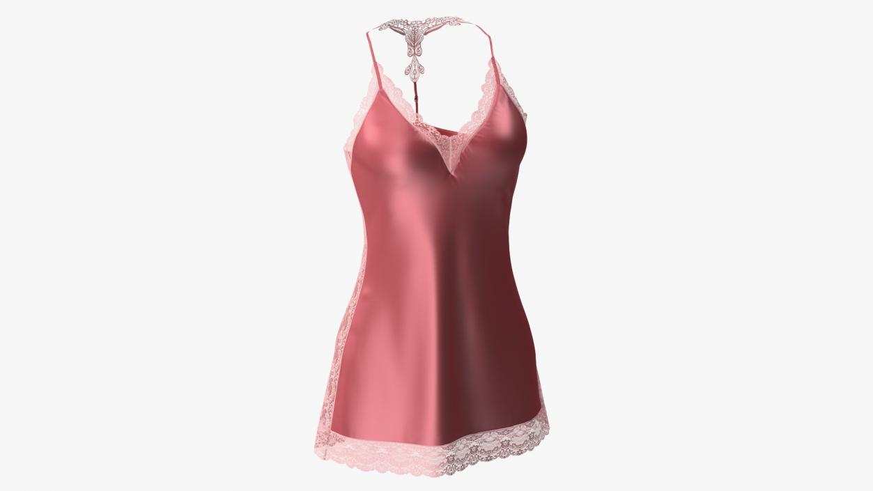 Women Silk Nightgown Rose Red 3D model