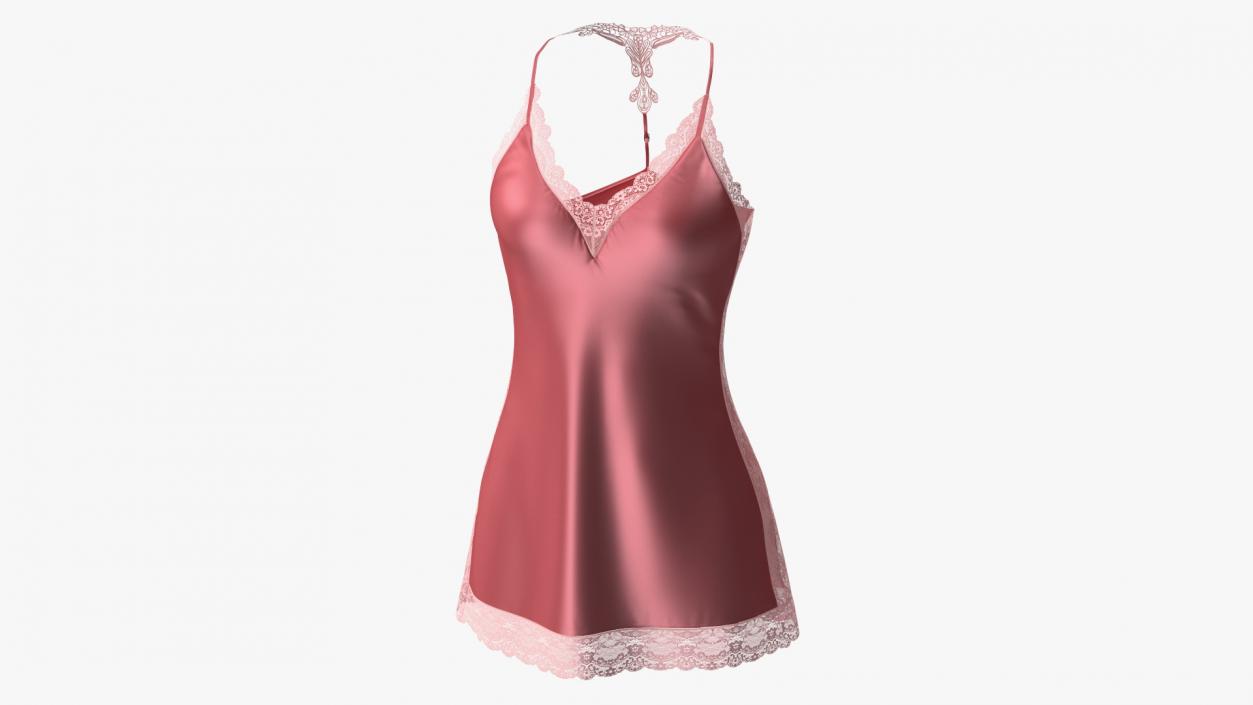 Women Silk Nightgown Rose Red 3D model