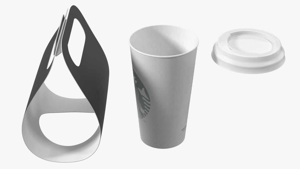 Coffee Cup in Black Paper Take Away Holder 3D