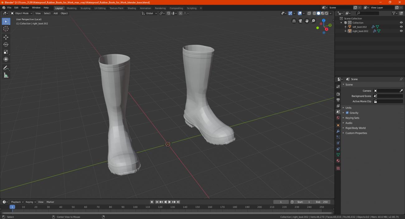 Waterproof Rubber Boots for Work 3D