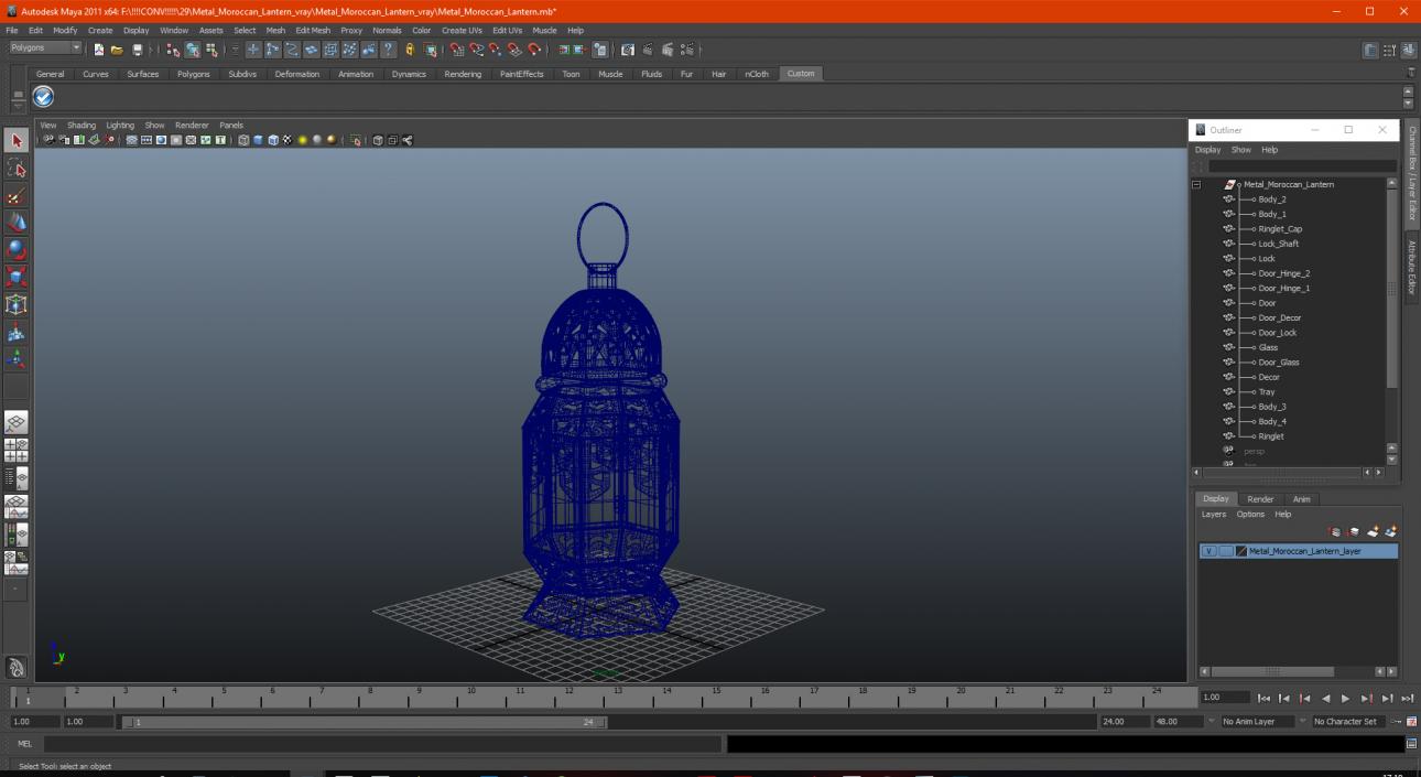 Metal Moroccan Lantern 3D