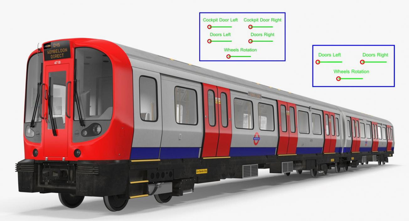 London Subway Train S8 Rigged 3D model