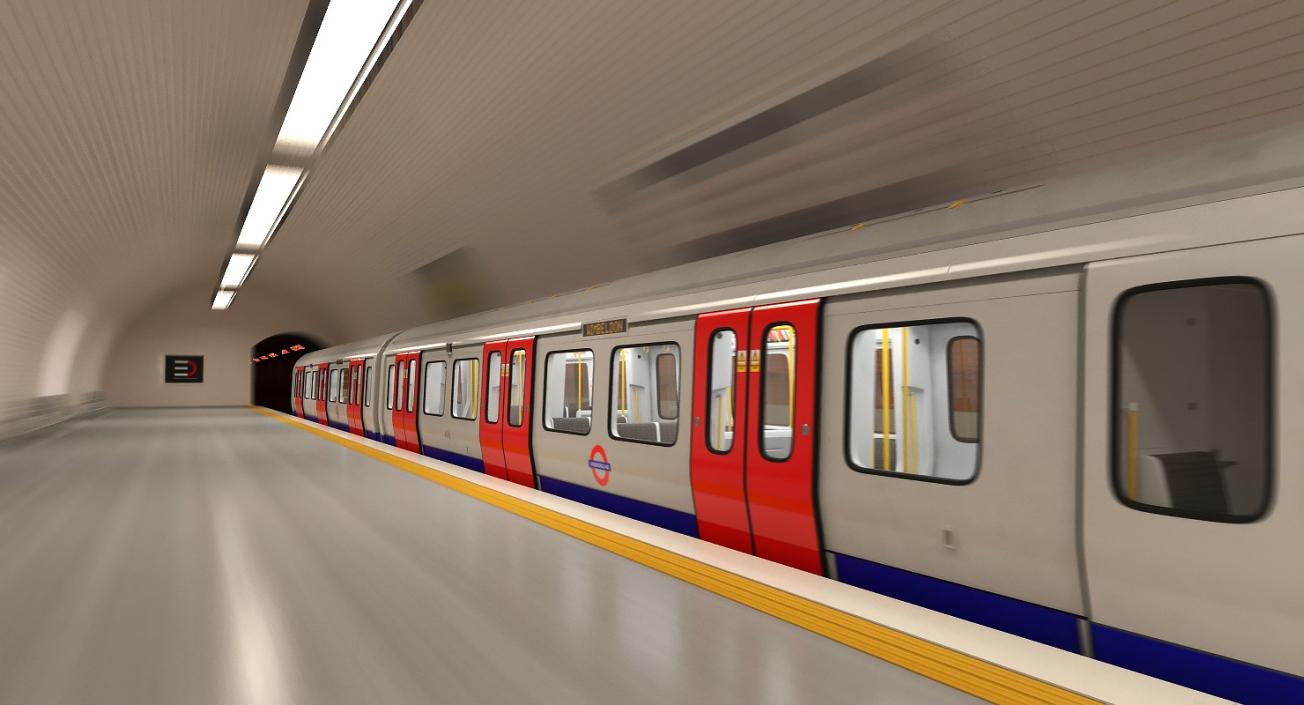 London Subway Train S8 Rigged 3D model