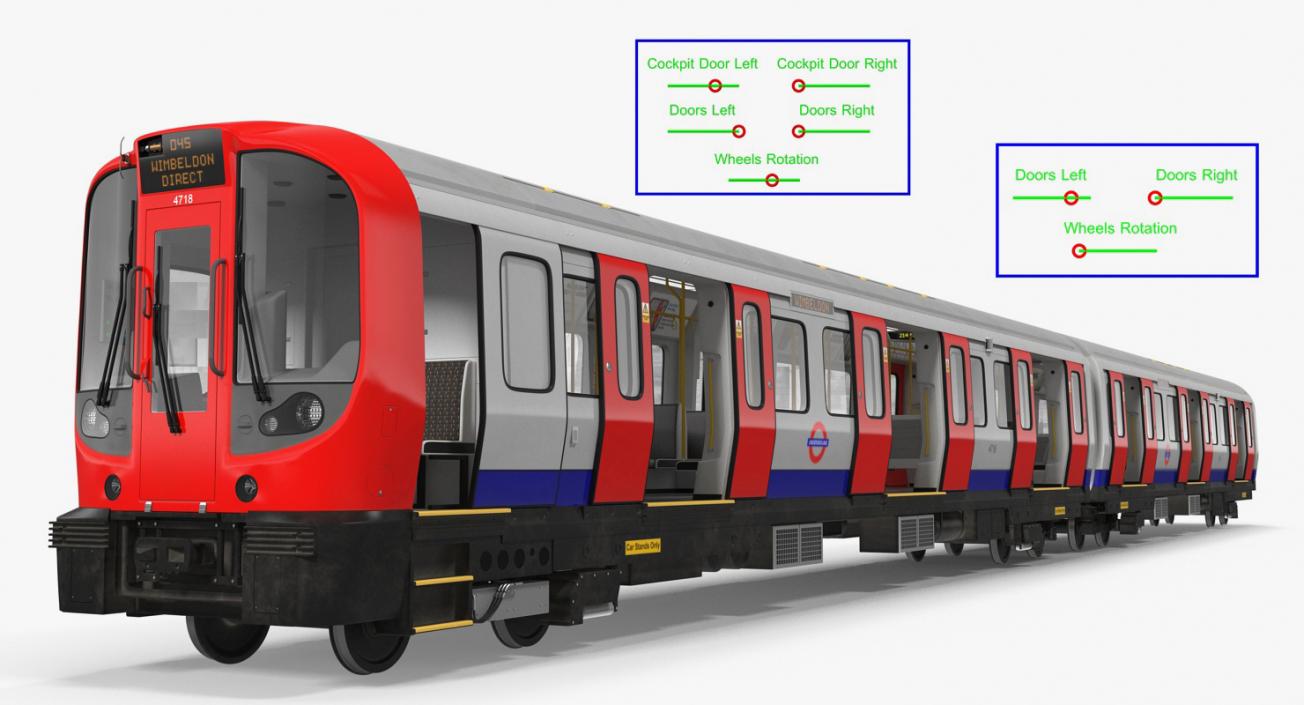 London Subway Train S8 Rigged 3D model