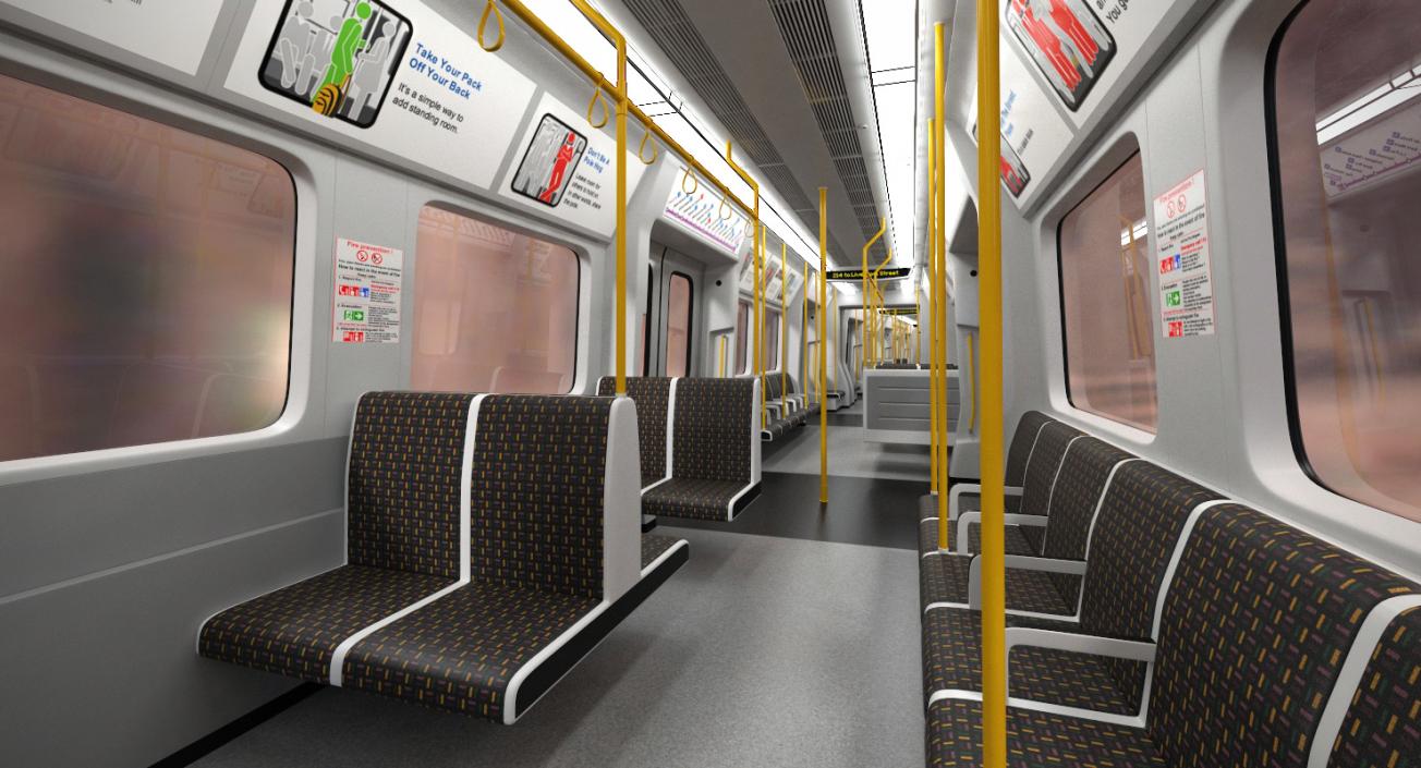 London Subway Train S8 Rigged 3D model