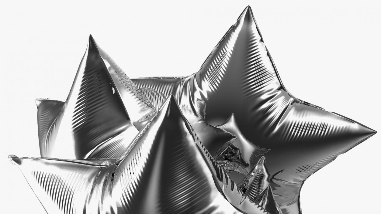 Star Shaped Silver Balloons Tied to Gift Box 3D model