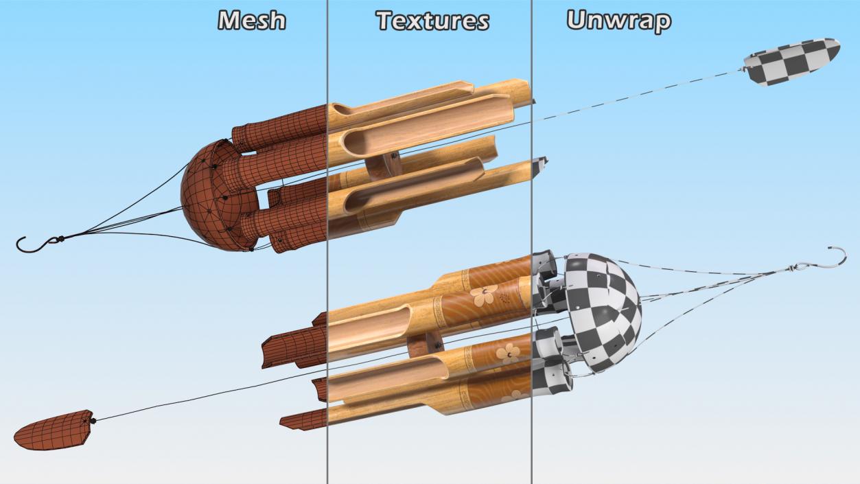 3D Bamboo Wind Chimes model