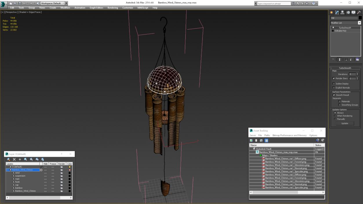 3D Bamboo Wind Chimes model