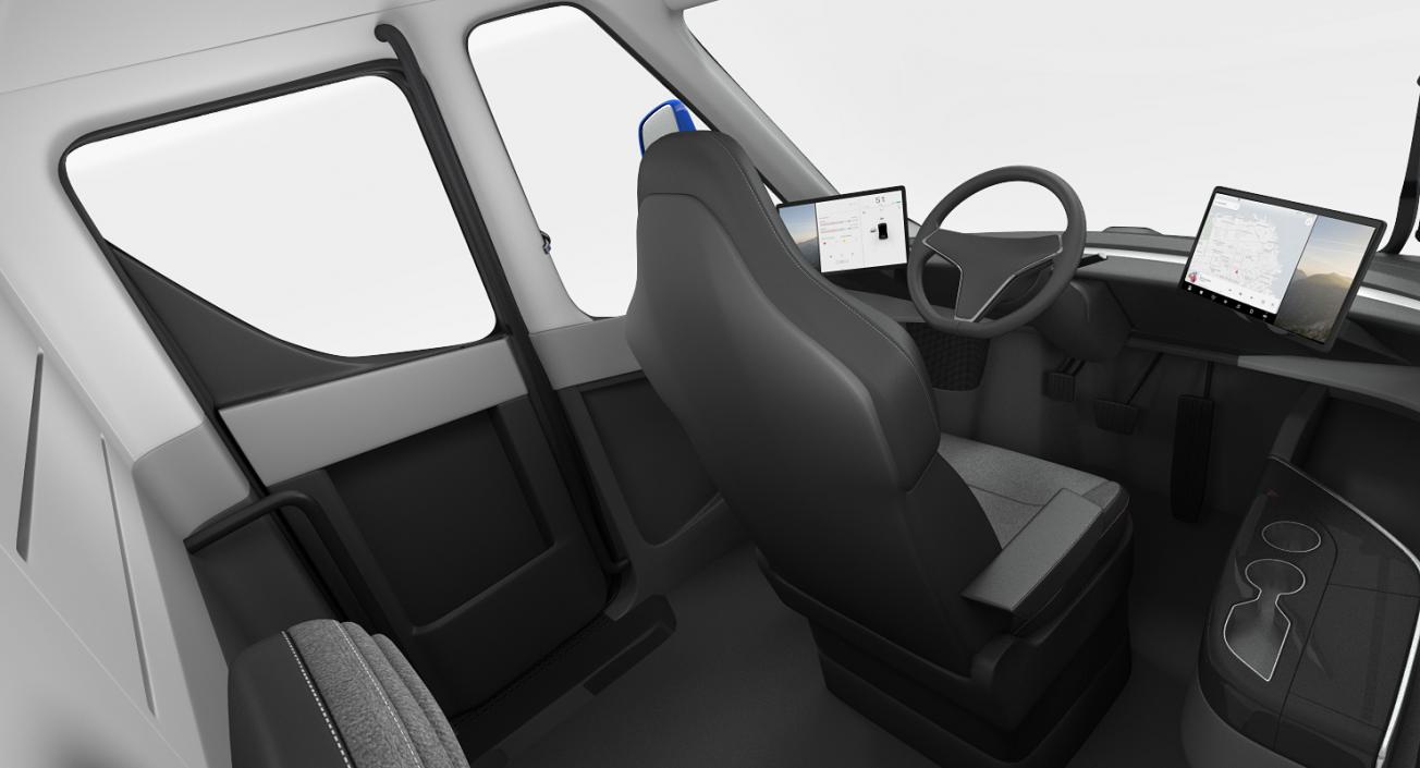 3D Electric Semi Truck Tesla Simple Interior