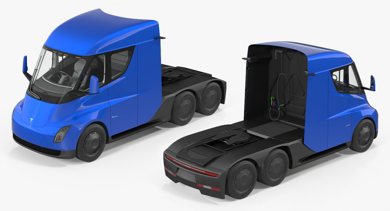 3D Electric Semi Truck Tesla Simple Interior