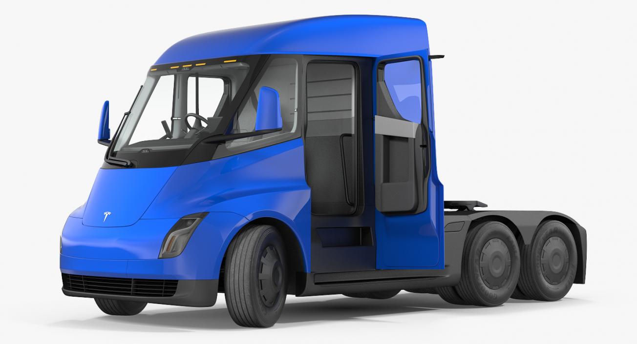 3D Electric Semi Truck Tesla Simple Interior