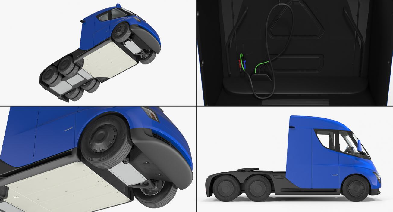 3D Electric Semi Truck Tesla Simple Interior