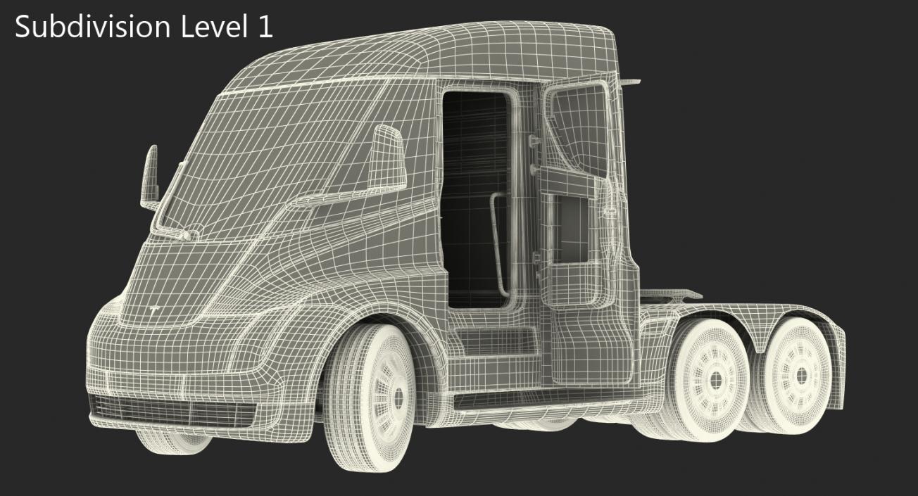 3D Electric Semi Truck Tesla Simple Interior