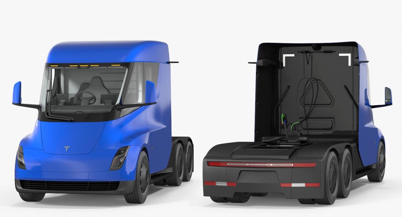 3D Electric Semi Truck Tesla Simple Interior