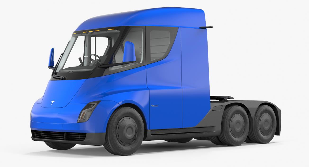 3D Electric Semi Truck Tesla Simple Interior