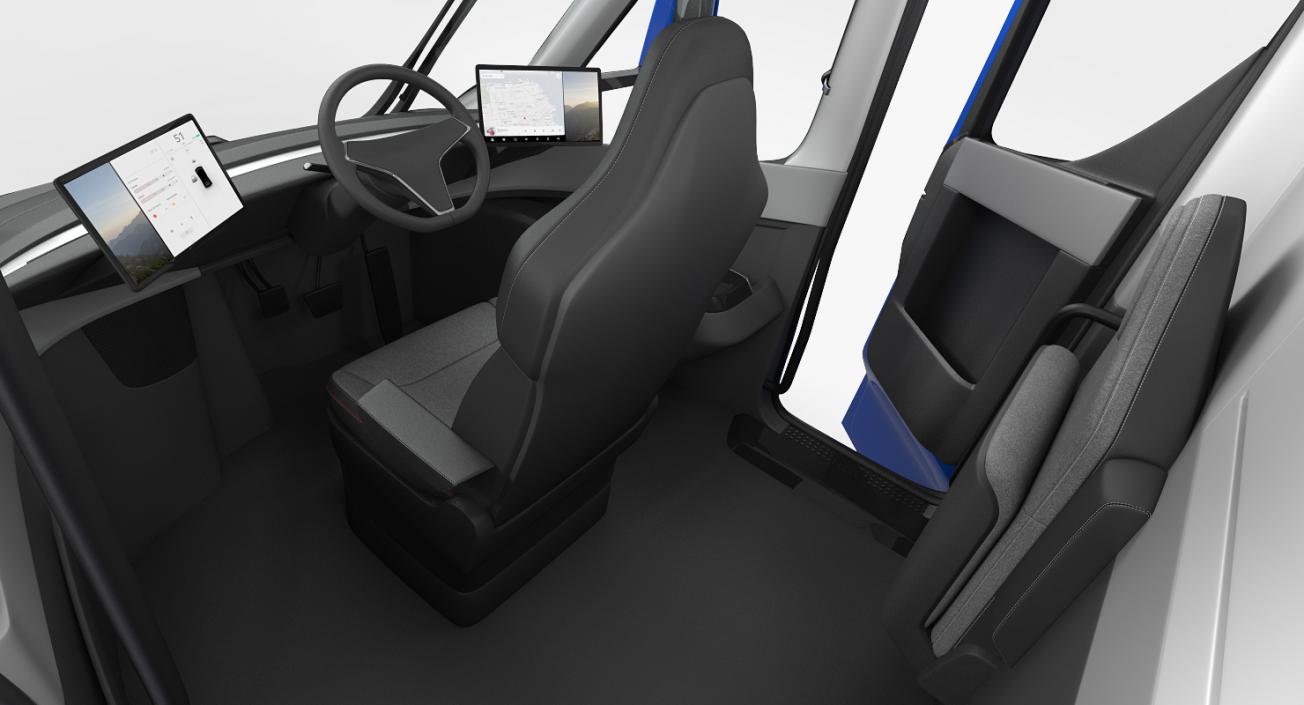 3D Electric Semi Truck Tesla Simple Interior