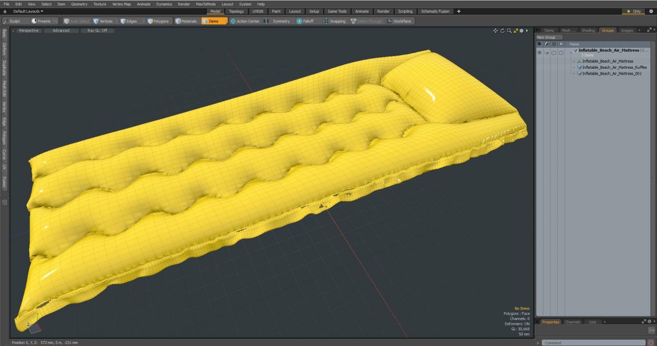 Inflatable Beach Air Mattress 3D model