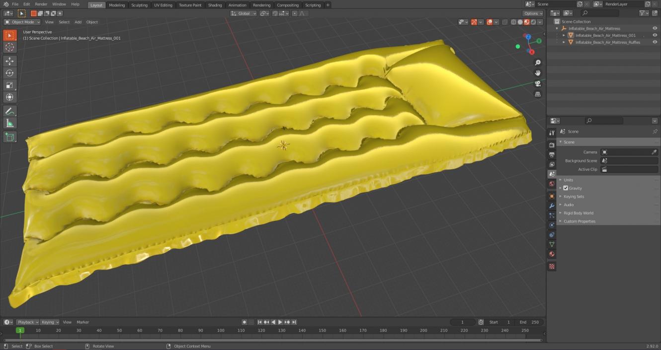 Inflatable Beach Air Mattress 3D model