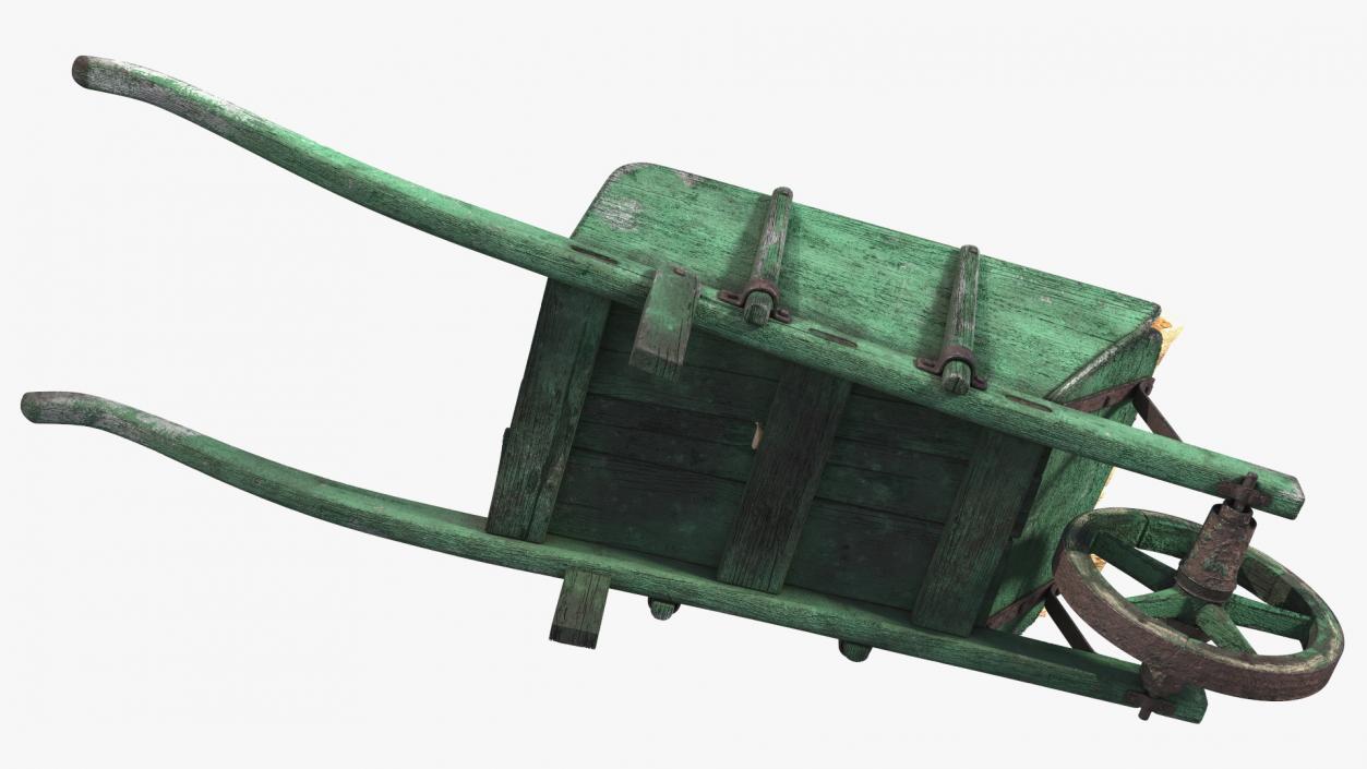 3D Old Wheelbarrow and Firewood model