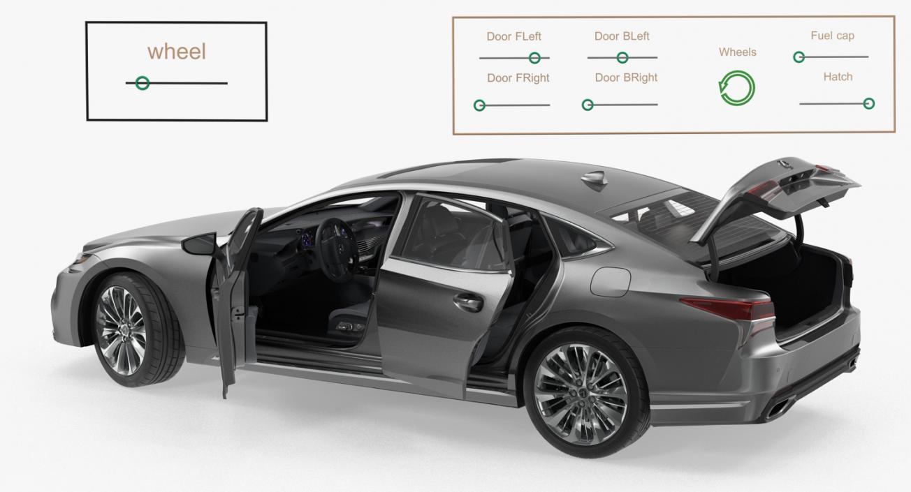 Lexus LS 500 2018 Rigged 3D model