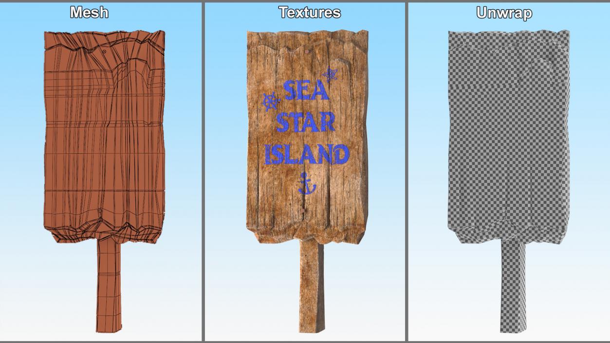 Aged Wooden Rustic Sign Board 3D model