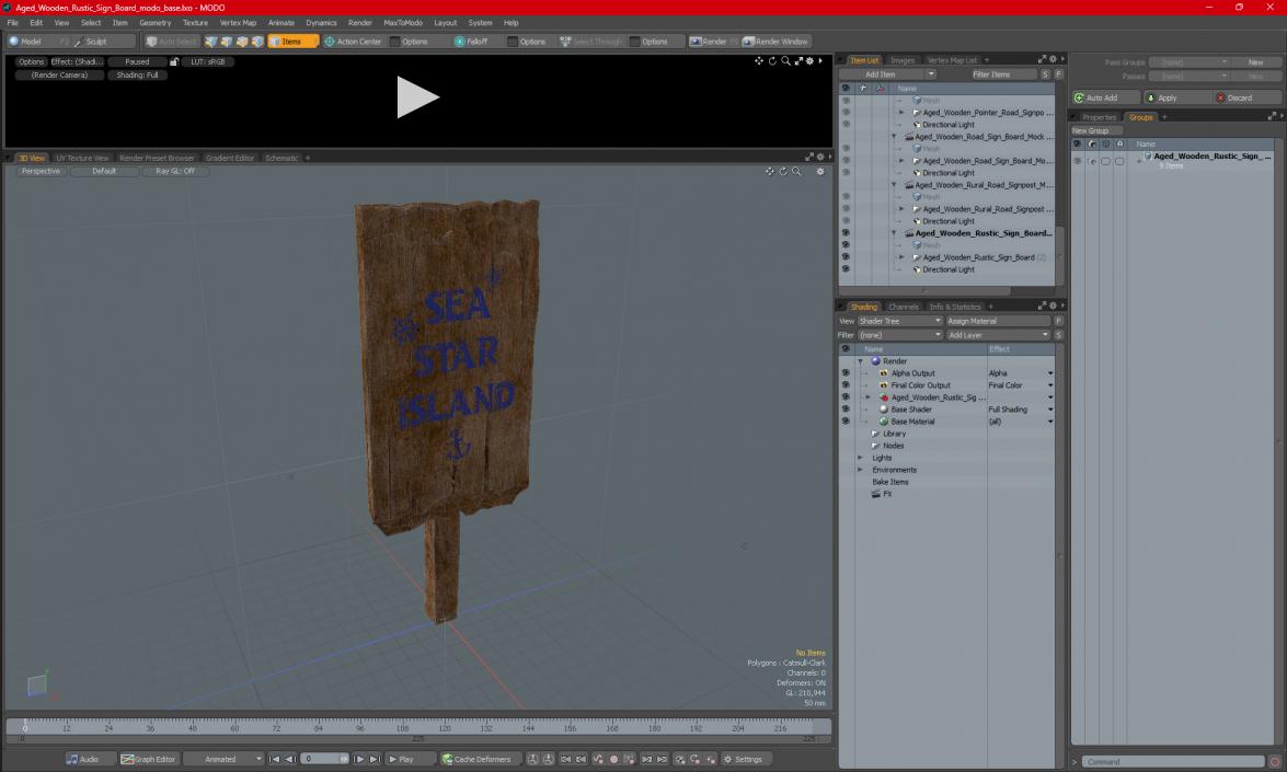 Aged Wooden Rustic Sign Board 3D model