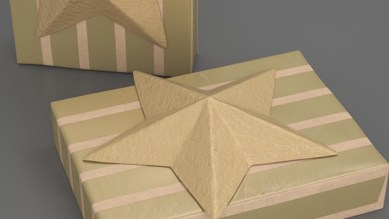 3D model Wrapped Gift Box with Star Bow