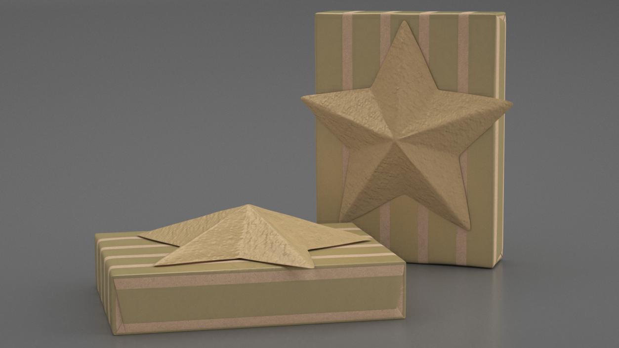 3D model Wrapped Gift Box with Star Bow