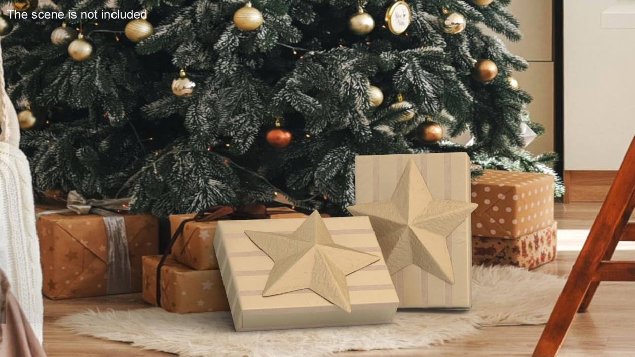 3D model Wrapped Gift Box with Star Bow