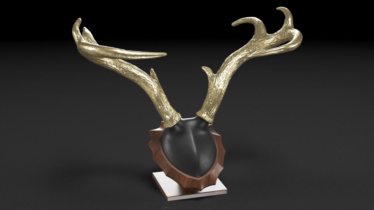 Tabletop Stand with Stag Antlers Gold Plated 3D model