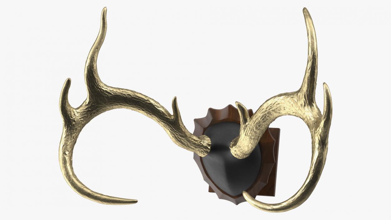 Tabletop Stand with Stag Antlers Gold Plated 3D model