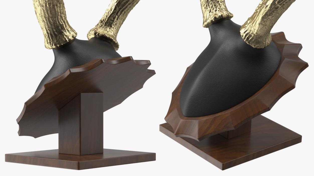 Tabletop Stand with Stag Antlers Gold Plated 3D model