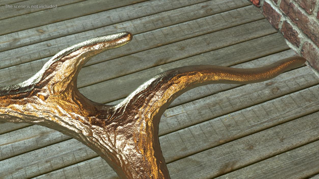 Tabletop Stand with Stag Antlers Gold Plated 3D model