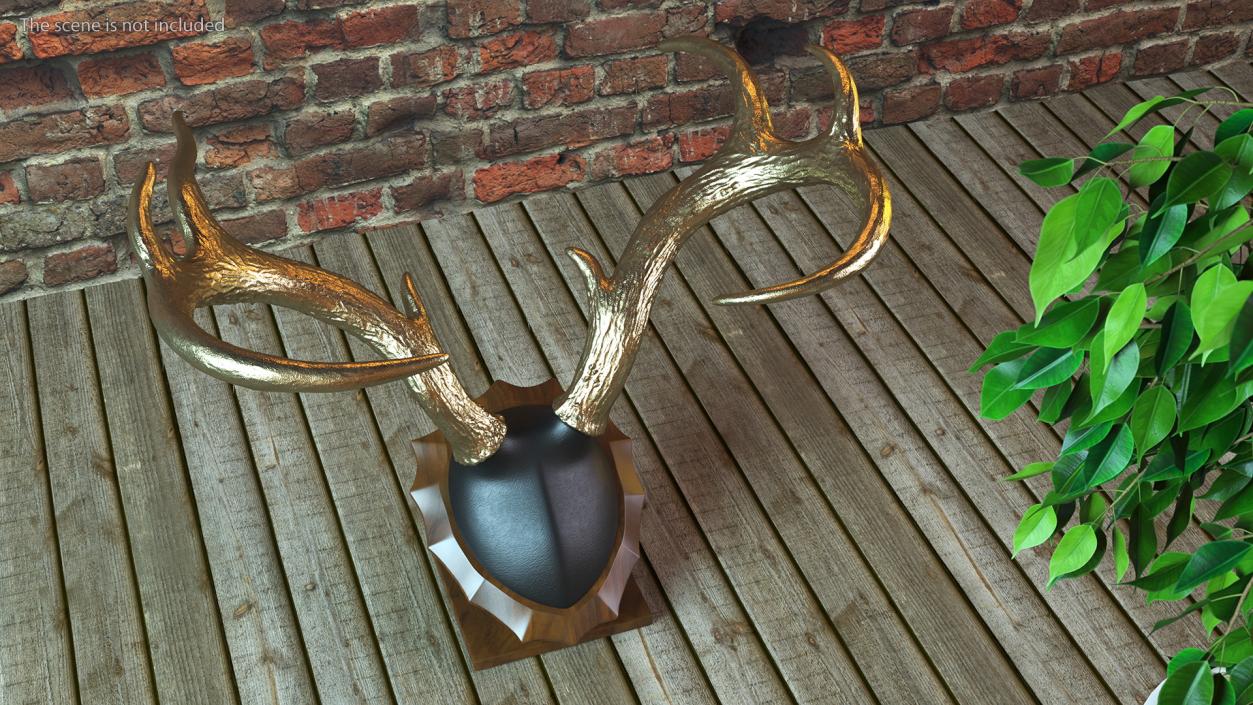 Tabletop Stand with Stag Antlers Gold Plated 3D model