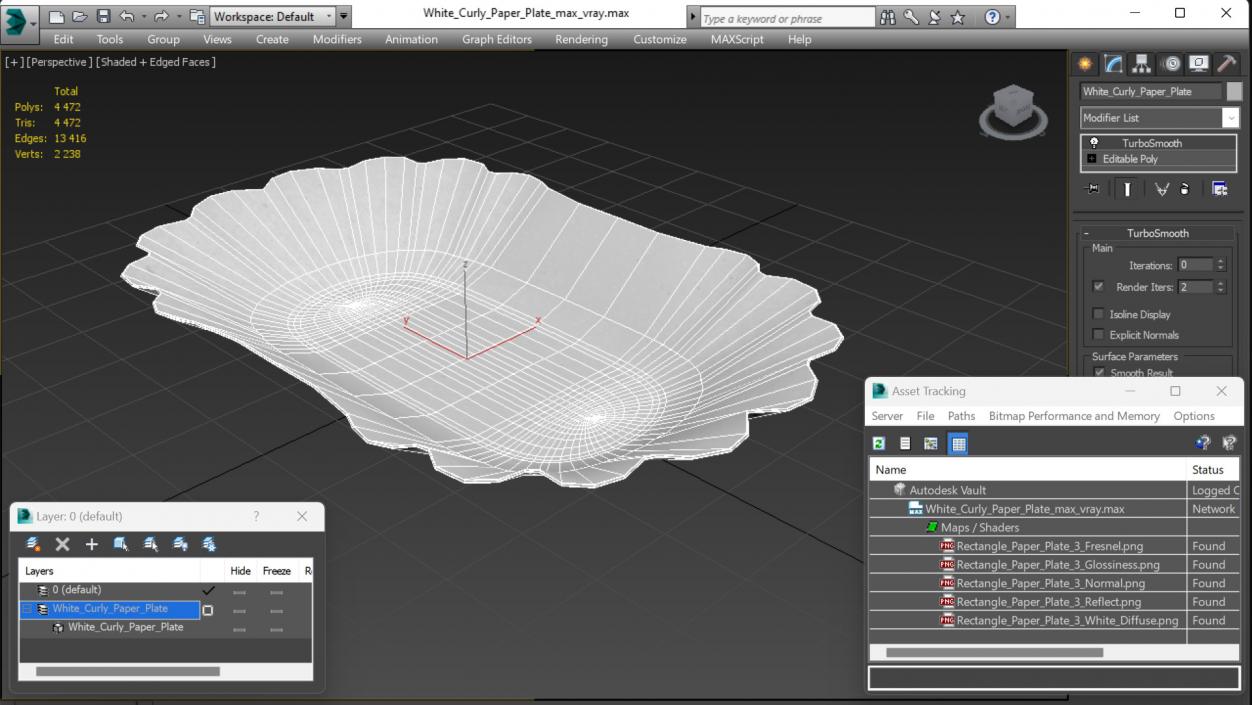 3D White Curly Paper Plate model