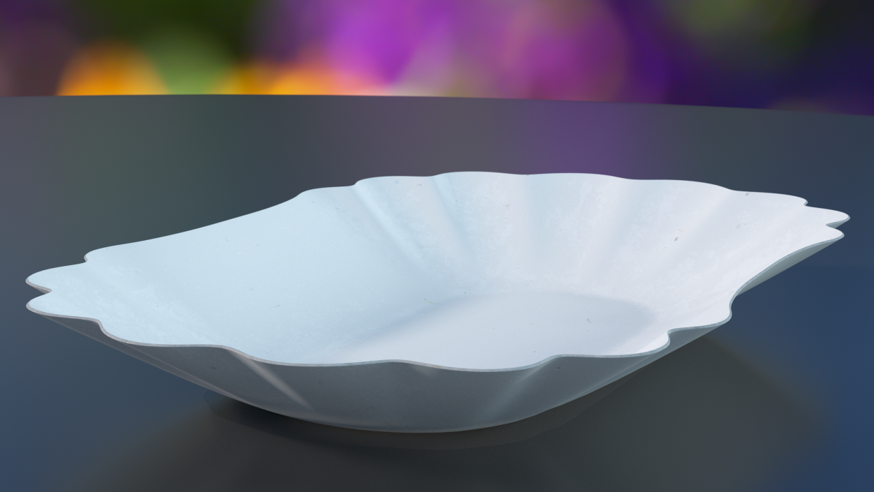 3D White Curly Paper Plate model