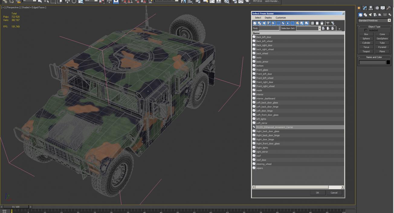 3D Humvee M1151 Simple Interior Camo model