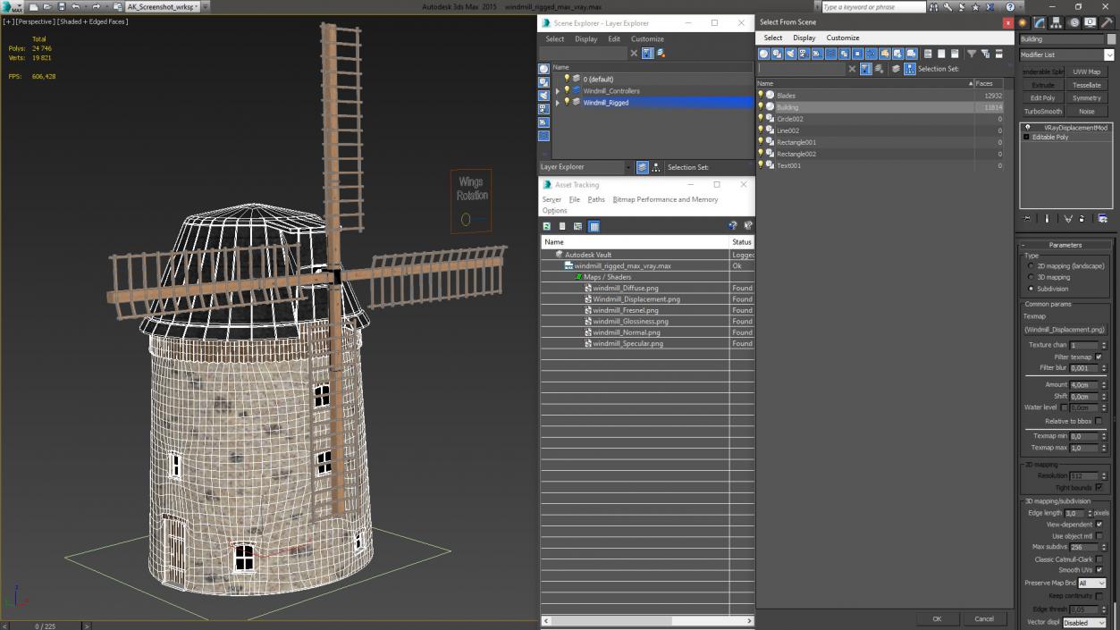 3D model Windmill Rigged